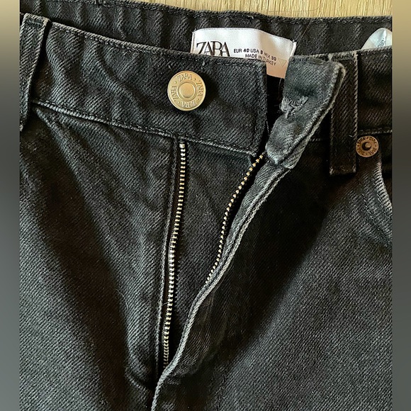 ZARA BLACK HIGH RISE WIDE LEG JEANS - Picture 6 of 7